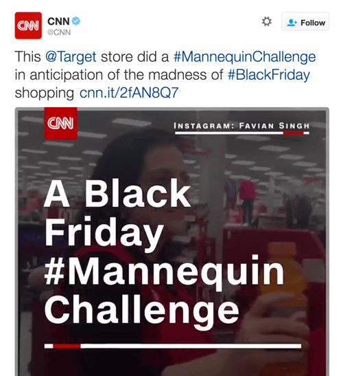 A CNN megosztotta a Target videóját, amely két Twitter-trendet hasznosított.