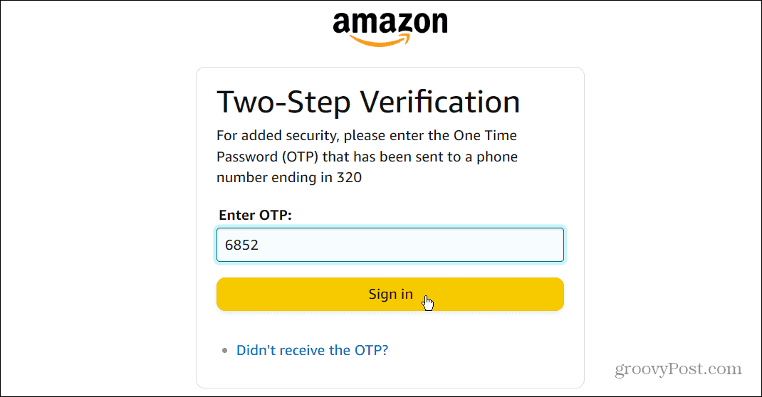 egyszeri jelszó OTP Amazon