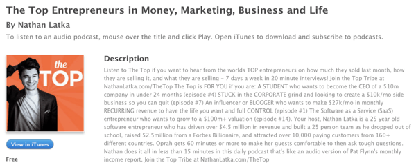 Nathan Latka The Top Entrepreneurs Podcast az iTunes-ban.