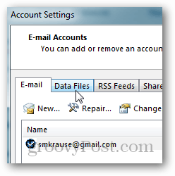 Hogyan hozzunk létre pst fájlt az Outlook 2013 számára - kattintson az adatfájlra