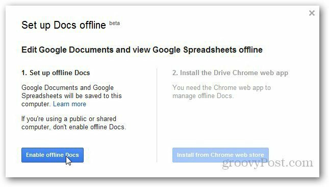 A Google Dokumentumok offline állapotának engedélyezése és beállítása