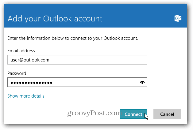 A POP e-mail használata a Windows 8 Mail programmal az Outlook.com használatával