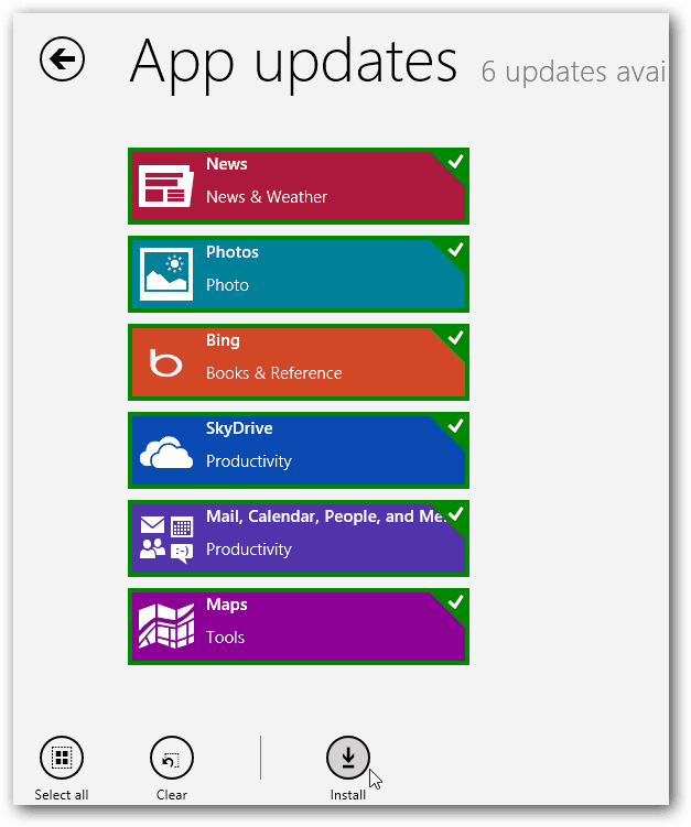 Windows 8 alkalmazások frissítései
