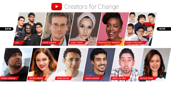 A YouTube új Creators for Change nagyköveteket és forrásokat mutat be.