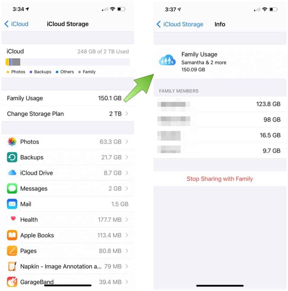 Az iCloud Storage család használata