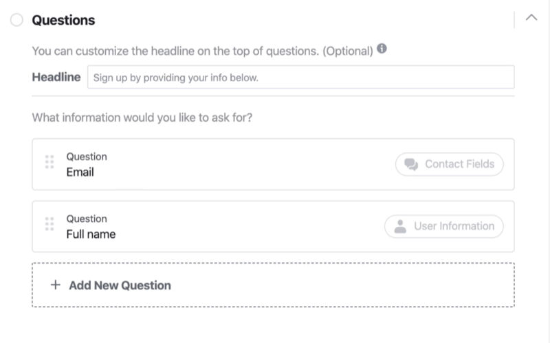 Kérdések szakasz a Facebook vezető űrlapjának beállításával kapcsolatban
