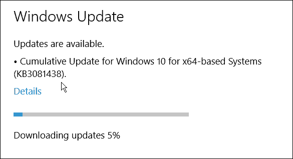 A Microsoft harmadik összesített frissítése a Windows 10 rendszerhez (KB3081438)