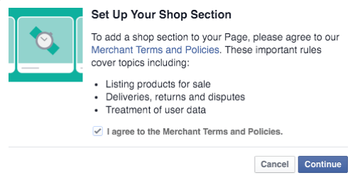 fogadja el a facebook bolt kereskedői feltételeit és irányelveit, és folytassa