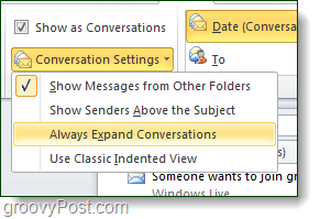Az Outlook 2010 beszélgetési beállításai