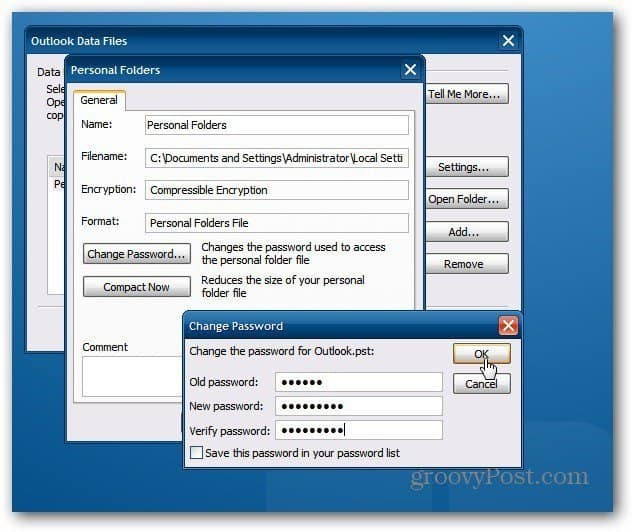 Hogyan lehet jelszóval védeni egy Outlook PST fájlt