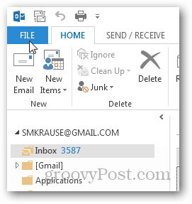 Hogyan hozzunk létre pst fájlt az Outlook 2013-hoz - kattintson a fájlra