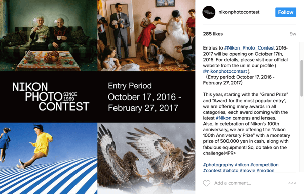 Az Instagram felhasználói a kampány hashtagjével címkézik képeiket, hogy beléphessenek a Nikon fotópályázatába.