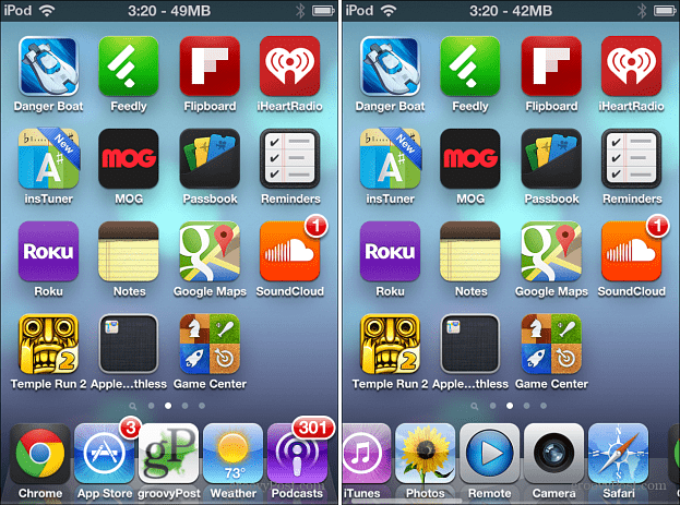 Öt ikon iOS Dock