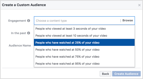 A Facebook egyéni közönsége a videomegtekintések alapján