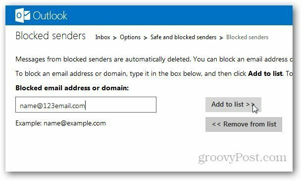 Outlook.com: Adjon hozzá e-mail címeket a blokkolt listához