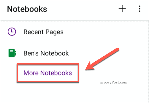 A OneNote alkalmazás további noteszgépek ikonja