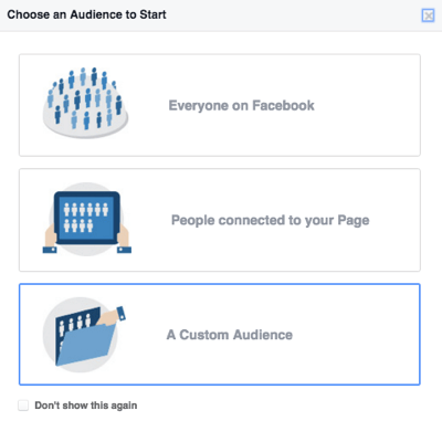 válassza a facebook egyéni közönséget