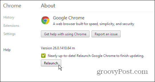A Google Chrome névjegye - Frissítés és újraindítás