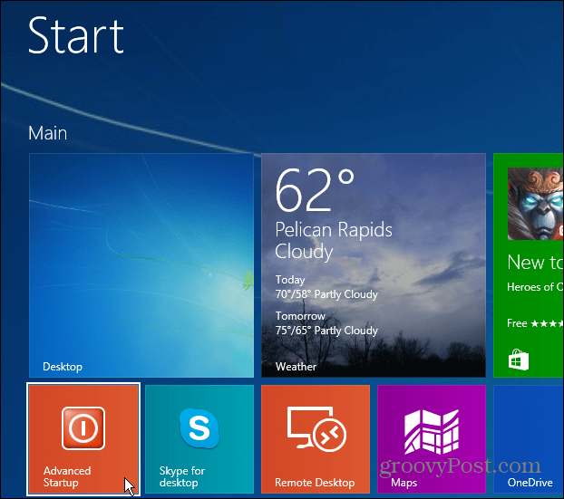 A Windows 8.1 Advanced Startup egyszerű elérése