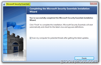 A Microsoft Security Essentials telepítése