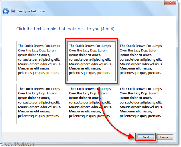 4. lépés: a clearType kalibrálása a Windows 7 rendszerben