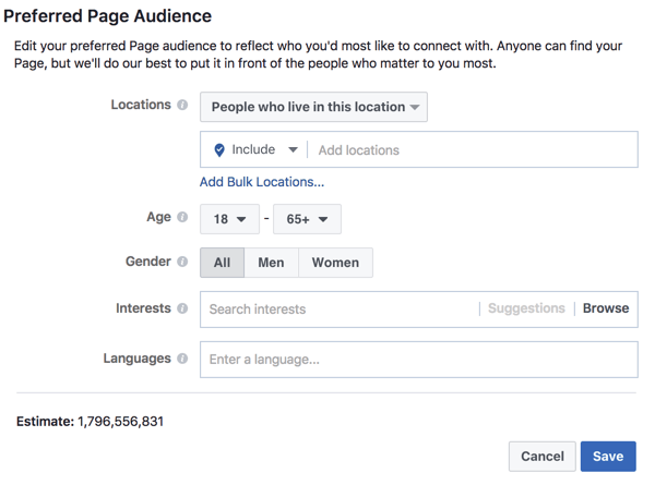 Határozzon meg egy preferált közönséget, hogy a Facebook megértse, kit szeretne elérni a bejegyzéseivel.