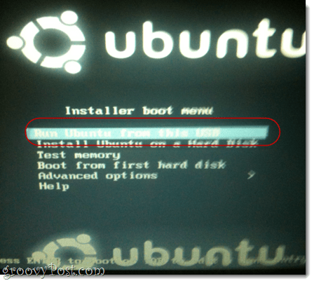 futtassa az ubuntu az usb-t