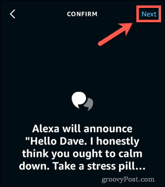 Alexa megerősíti a bejelentést