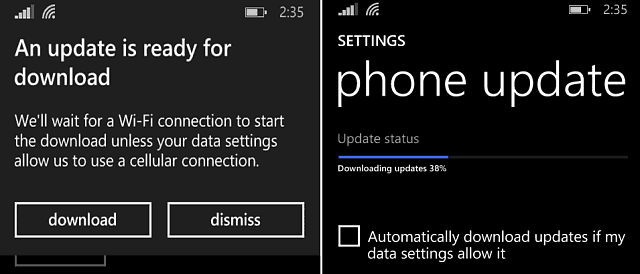 a Windows Phone 8-1 frissítése