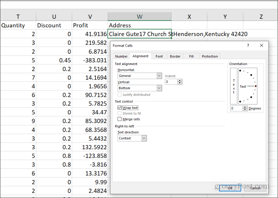 Beállítási szöveg beállítása az Excel programban