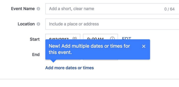 A Facebook most lehetővé teszi a szervezők számára, hogy többször és dátummal egészítsék ki a Facebook eseményeket.