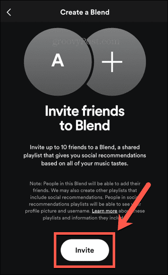 spotify meghívó gomb