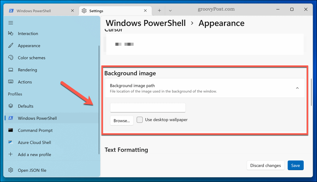 Új háttér alkalmazása a Windows 11 terminálalkalmazáshoz