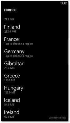A Windows Phone 8 leképezi a rendelkezésre álló országokat