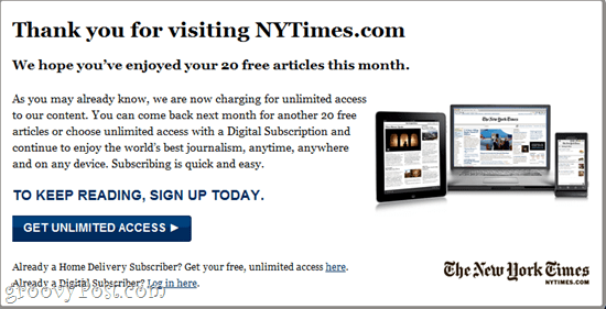 megkerülni a NYtimes Paywall alkalmazást