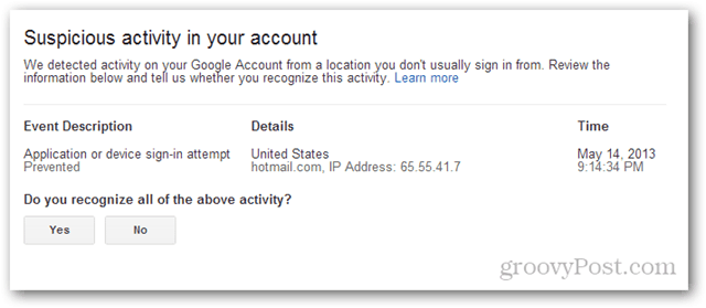 gmail gyanús tevékenységet a fiókjában