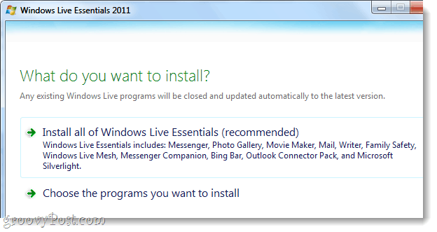 telepítse a Windows Live alapvető elemeit