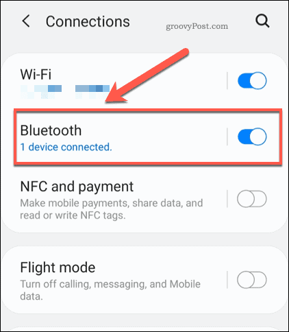 Android Bluetooth Beállítások menü