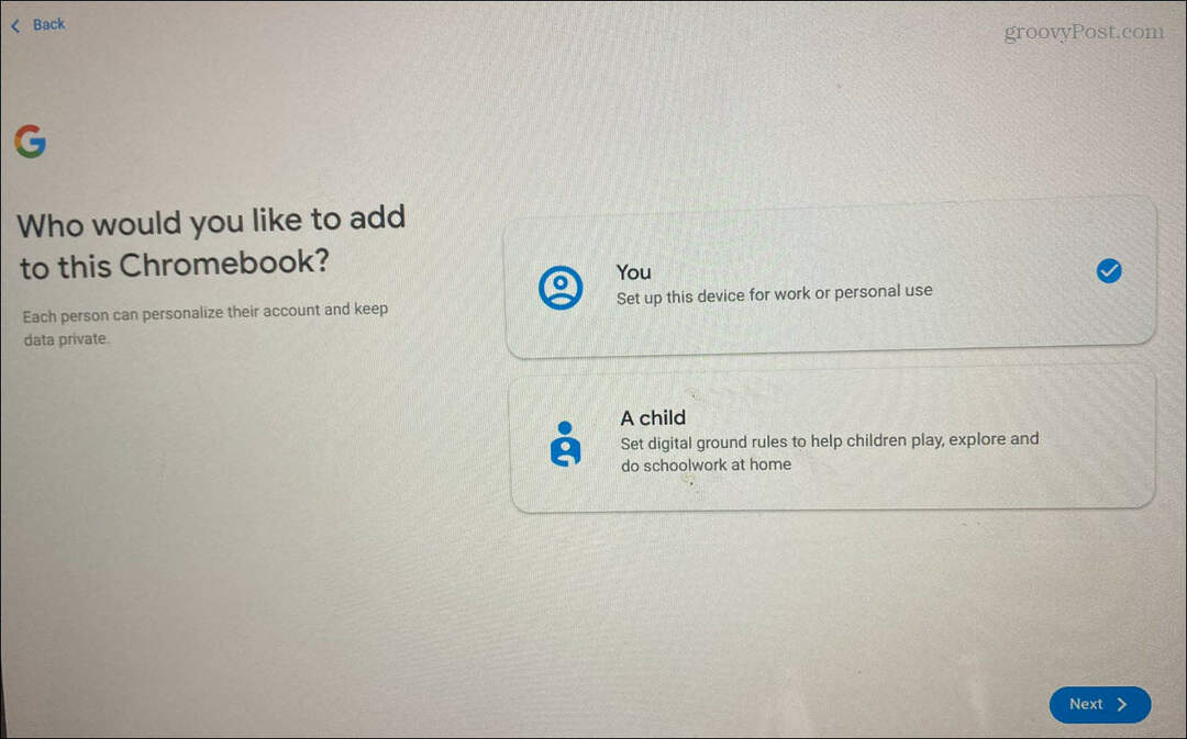 Felhasználó hozzáadása a Chromebookhoz