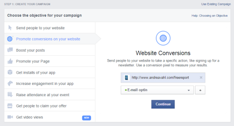 facebook weboldal konverziós lehetőségek
