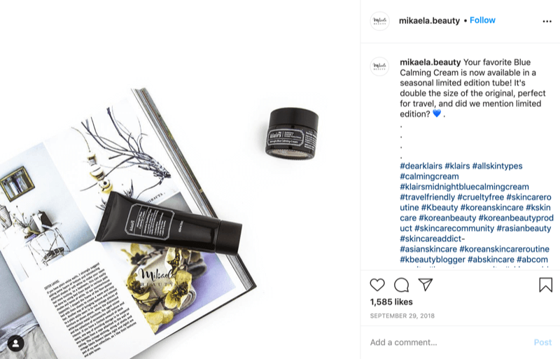 A @ mikaela.beauty szezonális ajándék példája megtalálva és megosztva az Instagram-bejegyzésben, amelyben megjegyez egy korlátozott ention tételt