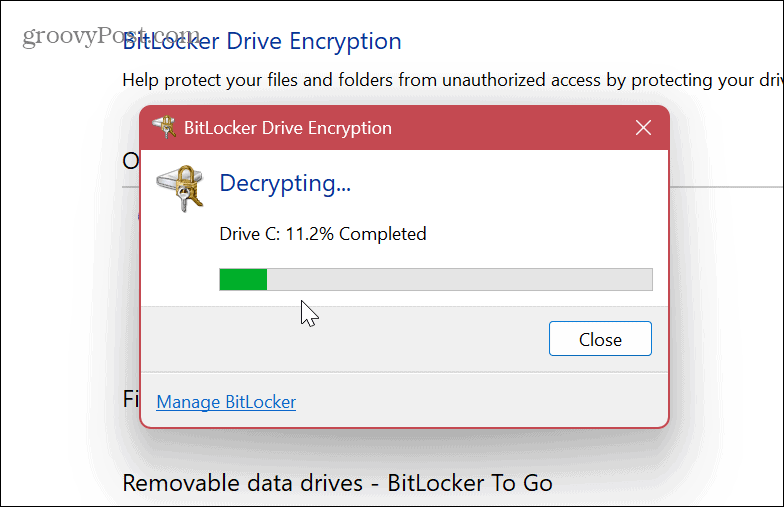 A BitLocker letiltása vagy felfüggesztése 