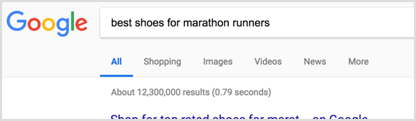 Végezzen Google kulcsszó keresést.