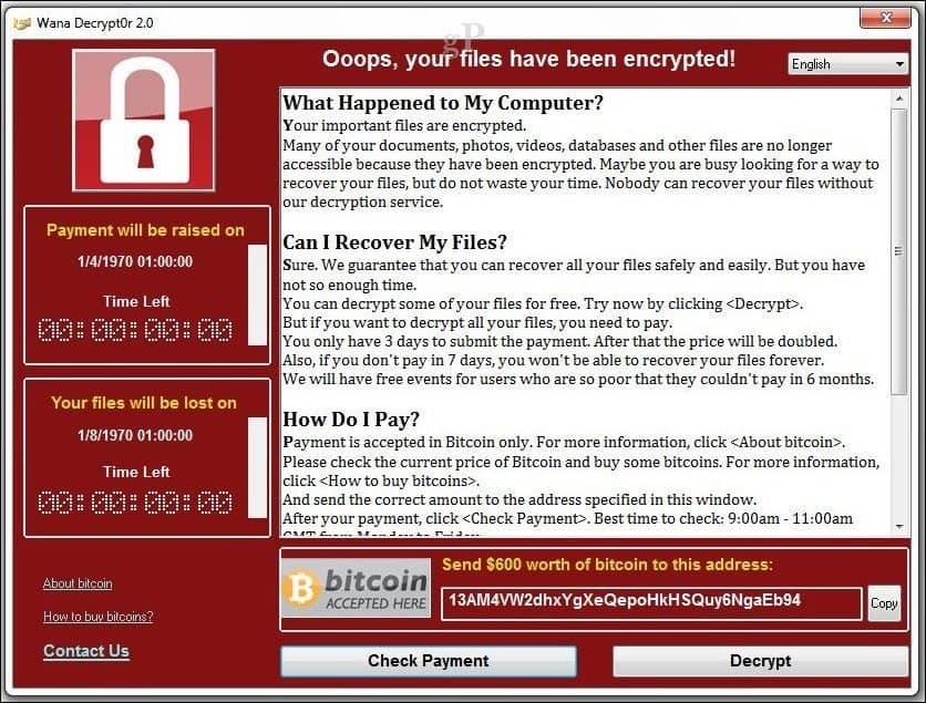 A Microsoft kiadja a Wanacrypt Ransomware vészhelyzeti biztonsági frissítését