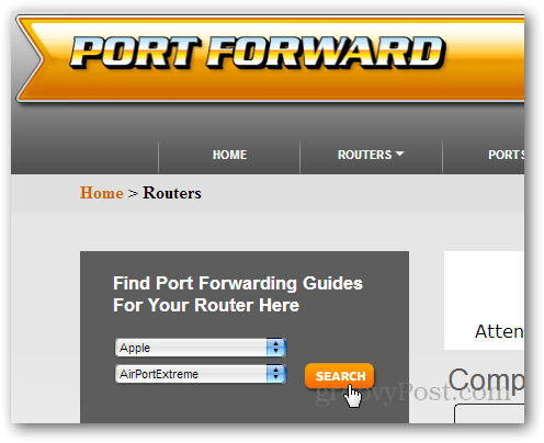 útválasztó útmutatót talál a portforward.com webhelyen