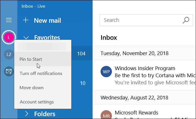 Indítsa el a Modern Mail App PIN-kódot