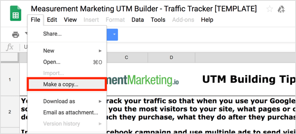 Nyissa meg az UTM Builder alkalmazást, majd válassza a Fájl> Másolat készítése lehetőséget a saját másolat létrehozásához.