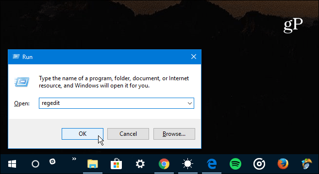 1 Futtassa a Regedit Windows 10 alkalmazást