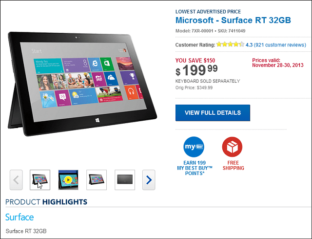 Legjobb vétel a fekete péntek ajánlatán: Microsoft Surface RT 32GB 199 USD
