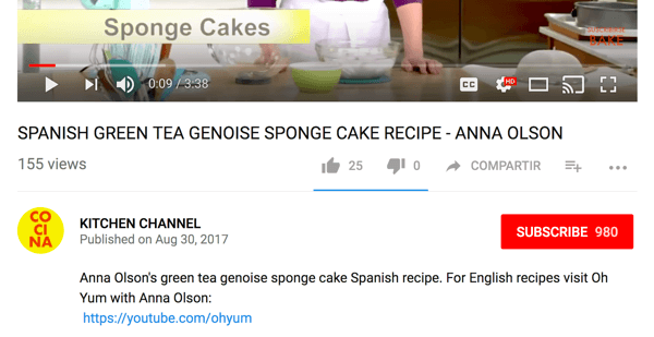 A Cocina az angolul beszélő közönséget egy másik főzőcsatornára irányítja a YouTube-on.